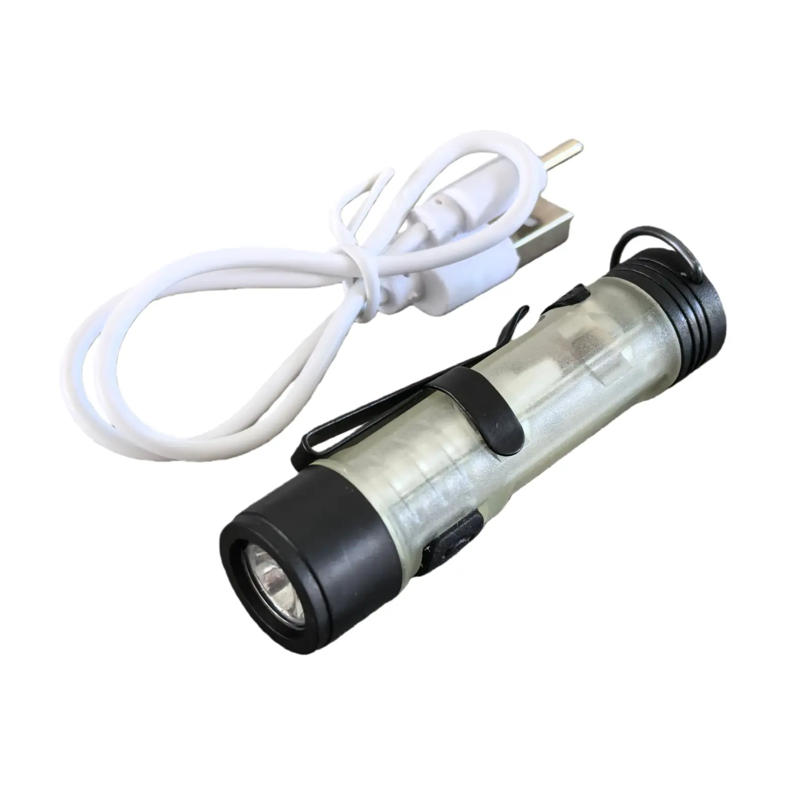 Mini Portable LED Flashlight, USB-C Rechargeable Keychain Light with Magnetic Clip, Compact Aluminum Alloy Body, Hand-Free Mode, Smooth Glow, 200mAh Built-In Battery, 3-Way, Durable Clip-On Light for Camping Emergencies, Fishing