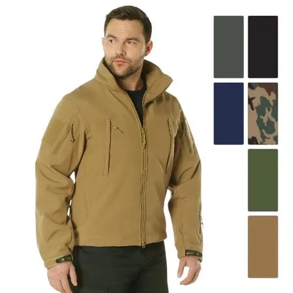 ROTHCO Men's Fitted Concealed Carry Soft Shell Jacket - Waterproof 3-Layer Tactical Outdoor Coats with Fleece Liner, Padded Pockets, Zipper Closure, Removable Hood & Drawstring