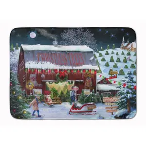 212 MAIN Coral Fleece Christmas Tree Farm Memory Foam Mat - Bath/Kitchen Rug, Full Cushion, Microfiber Top, Plush Texture, Machine Washable Household Textile, House Decor