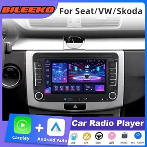 Bileeko 2din 7 Inch Car Multimedia Player, Compatible with Volkswagen Skoda Golf Passat Polo Jetta, Supports GPS Carplay HD Touchscreen