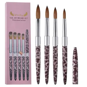 Cheetah Print Crystal Nail Pen Set, 4-Piece Manicure Kit, Nail Art, Portable and Durable, Ideal for Home Use & Professional Salons