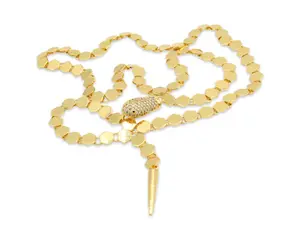 Adjustable Snake Necklace / Bracelet- 14k Gold Plated Brass with Zirconia