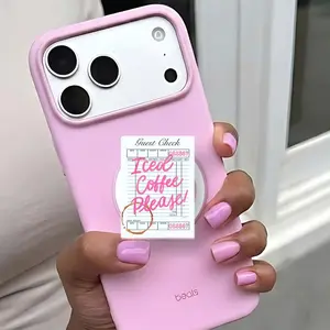 Iced Coffee Please Guest Check Magsafe Phone Grip: Cute Coffee Magnetic Phone Holder, Bookish Coffee Lover Gift, Phone Kindle Sticker