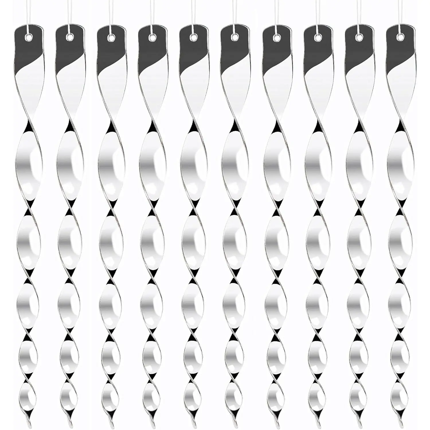 10 Pack Bird Deterrents for Outside, Bird Repellent Hanging Silver Plastic Reflectors Scare Rods, Garden Decorative Reflective Scare Birds Away, Like Woodpeckers, Pigeons and Geese