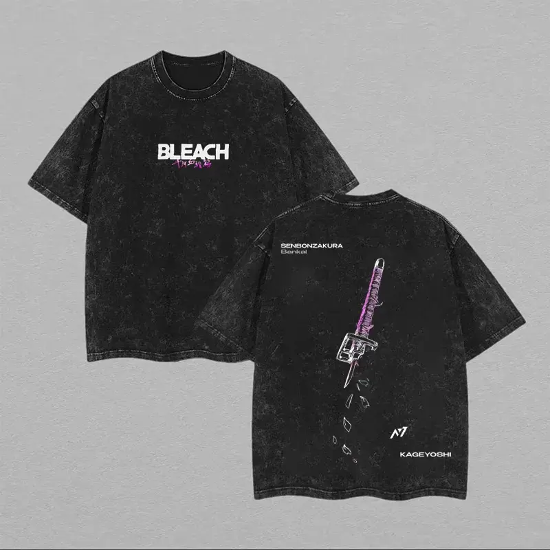 Bleach - Byakuya Streetwear Shirt, JapaneseAnime T-Shirt, Unisex Anime T-Shirt Cotton,Streetwear Man Top Fabric Menswear TshirtCasual Tropical Shortsleeve Crew NeckRound Neck Clothes Oversized