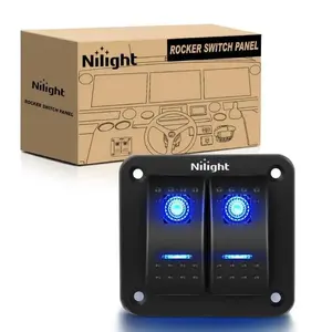 Nilight 2-Gang Aluminum 5-Pin ON/Off Rocker Switch Panel, Blue Electrical Switch Accessory for Home Improvement