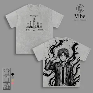 Ayanokoji Kiyotaka Classroom of the Elite Vintage Washed Anime T-Shirt, Double Printed Manga Sketch Graphic Tee, Heavyweight Cotton Oversized Streetwear Shirt