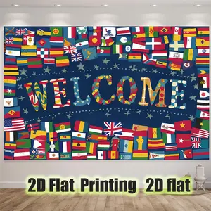 1PC,2D Flat International Flag Welcome Tapestry, Wall Hanging Decor for Bedroom, Living Room, Dormitory, Colorful National Flags Pattern, Creative Wall Art, Home Decoration, Fashionable & Unique