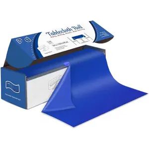 Navy Blue Plastic Tablecloth Roll: 54in X 120ft, Disposable with Easy Slide , Fit Any Shape & Size Tables,  for Picnic, Party, Birthdays