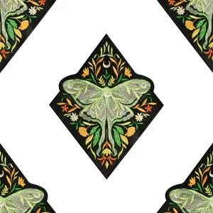 Autumn Leaf Moth Embroidery Patch, Embroidered Patches, Embroidery Design, Geometric Embroidery Design, Self-Adhesive Iron-On Applique, Perfect for Clothes Jackets Hats Accessories, 1 Piece