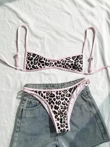 MINSARA Y2K Inspired Animal Pattern Bathing Suit Duo Crafted For Tropical Vacations And Oceanfront Lounging