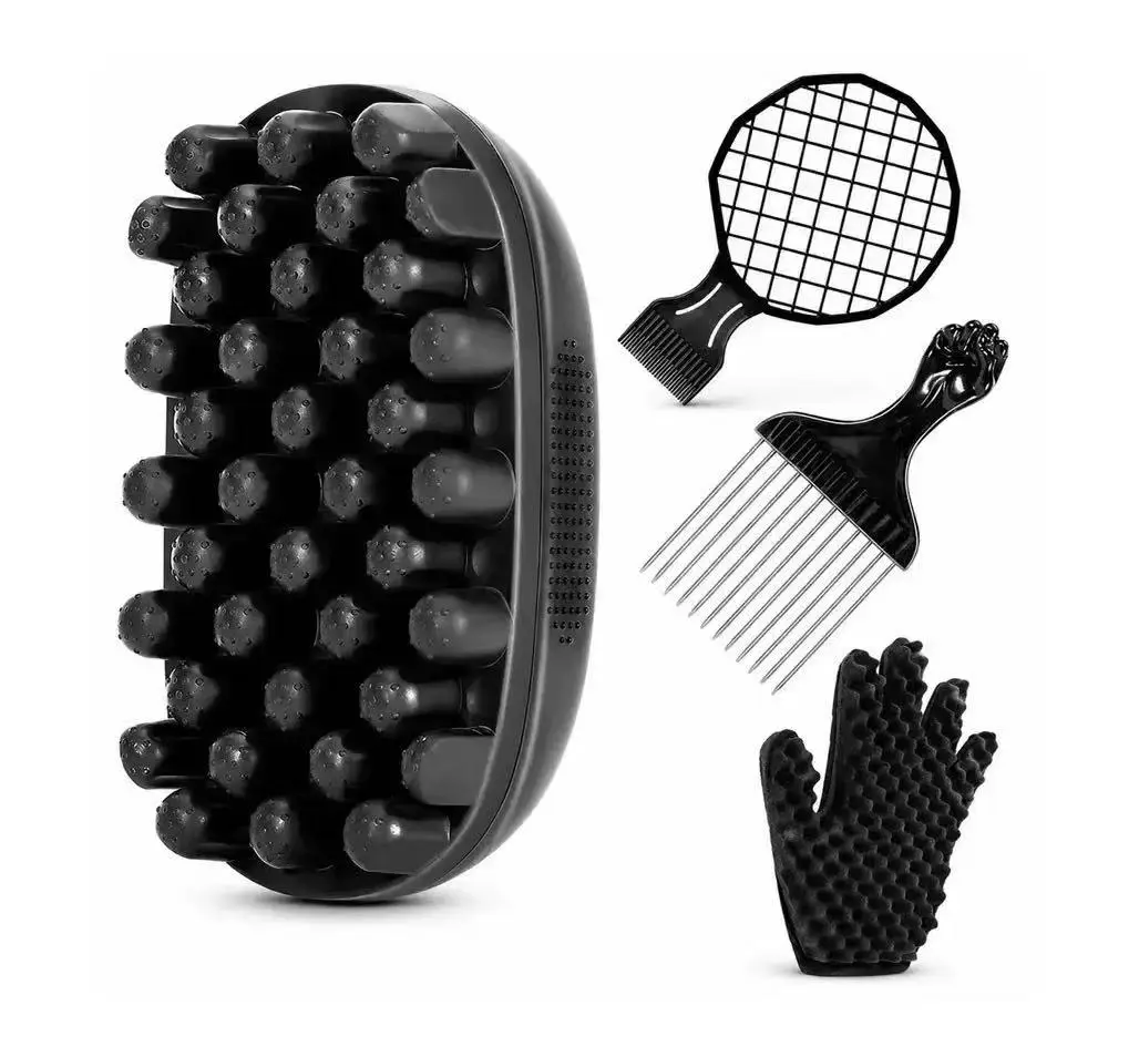 4-in-1 Hair Scalp Massager Set for Curly, Thick & Natural Hair – Detangle, Massage & Define Curls