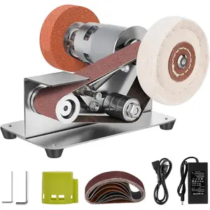 Mini Belt Sander, 7 Adjustable Speed Electric  Sharpener, 15  Belt , Power Belt Sander for Metal Working and Woodworking