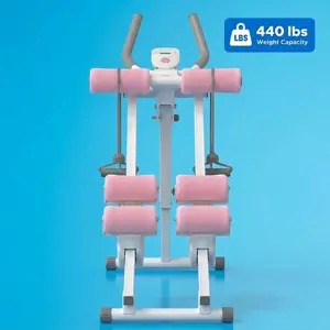 Merach Dual Track Ab Trainer with LCD Monitor, 440lbs Weight Capacity, Foldable for Easy Storage, Ergonomic Supportive Design