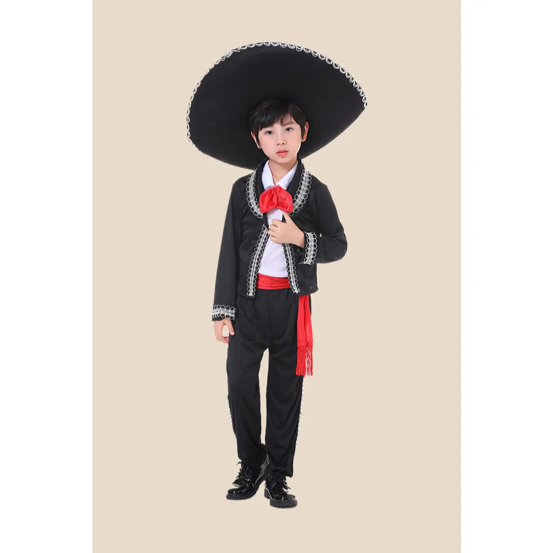Men's Day of the Dead Mariachi Outfit Set - Polyester Fiber Fabric, Skeleton Print Clothes + Hat, Halloween Cosplay Costume, S-2/XXL/One Size Fits All Stage Wear