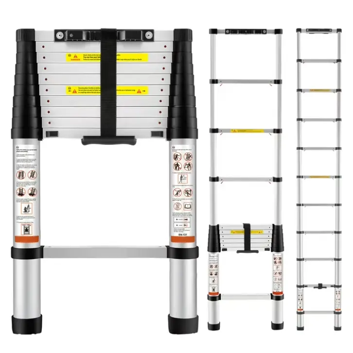 SKYSHALO Telescopic Aluminum Extension Multipurpose Portable Ladder, 10.5 ft