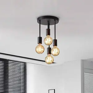 Simple Iron Finish Ceiling Light Fixture, Pendant Lights, Durable Metal Material Design, Ideal for Dining Room & Bedroom Use, Easy Installation