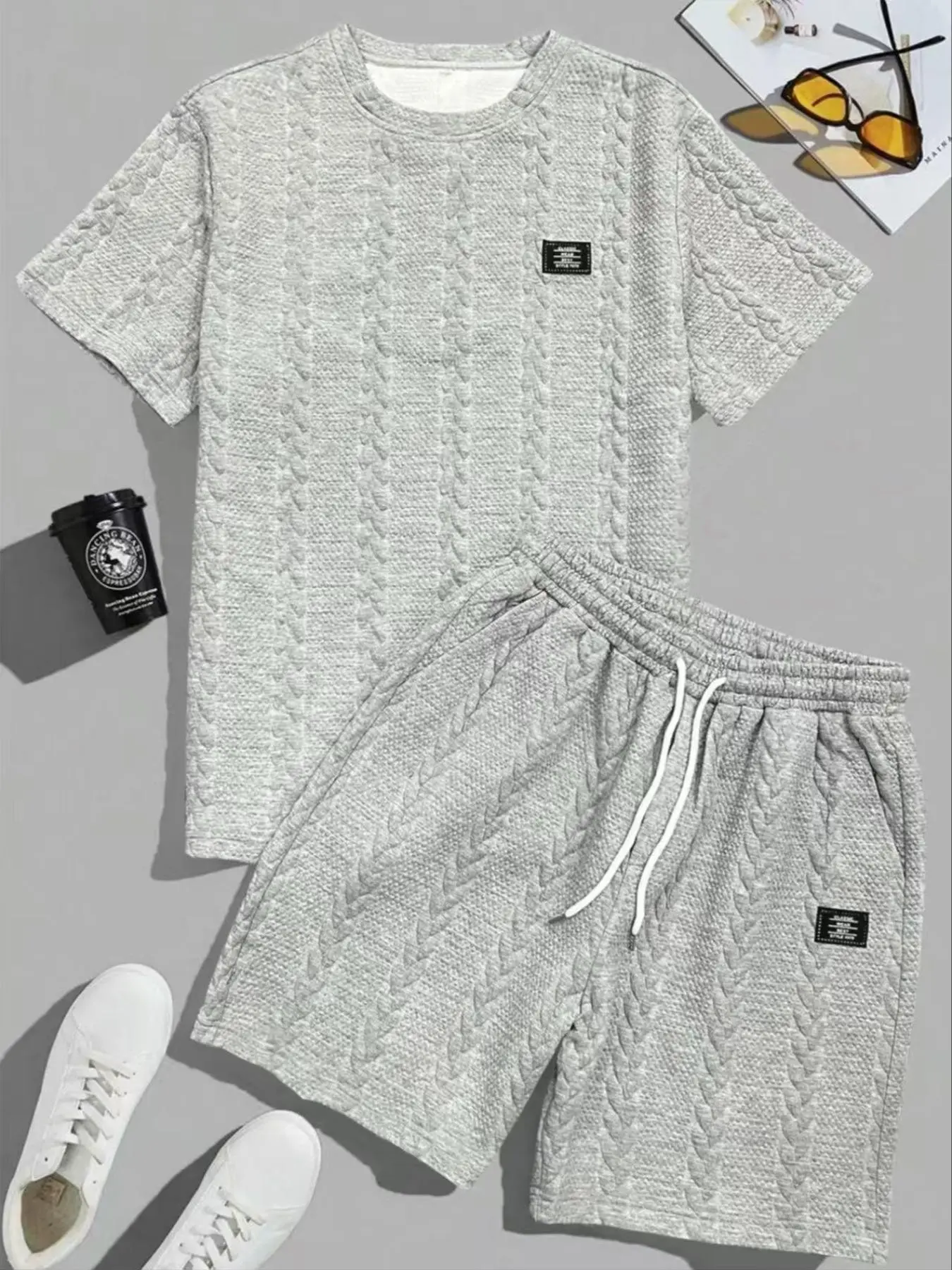 Men's Sleepwear Home Clothing Set, Menswear, Casual Fitted Short Sleeve Pajamas, Random Print, Organic Textile, Comfortable Nightwear, Loungewear, Pjs, Homewear
