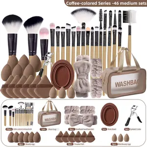 46-Piece Women's Professional Cosmetic Brushes Makeup Brush Set with Storage Bag, Includes Brushes, Sponges, Hair Bands, Perfect for Travel and Daily Use, Makeup Tools Set, Makeup Brushes Kits