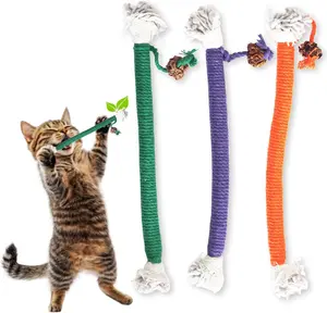 Cat Chew Toys 3PCS Sisal Ropes Toys for Indoor Cats Teeth Cleaning Toys for Kitten, Bite Resistant Catnip Toys Interactive Play Cat Nip Kitty Kicker Toys for All Breeds