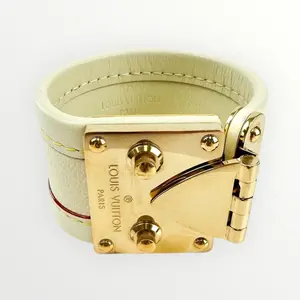 Pre-owned Louis Vuitton Beige Leather Suhail Serrure Bracelet