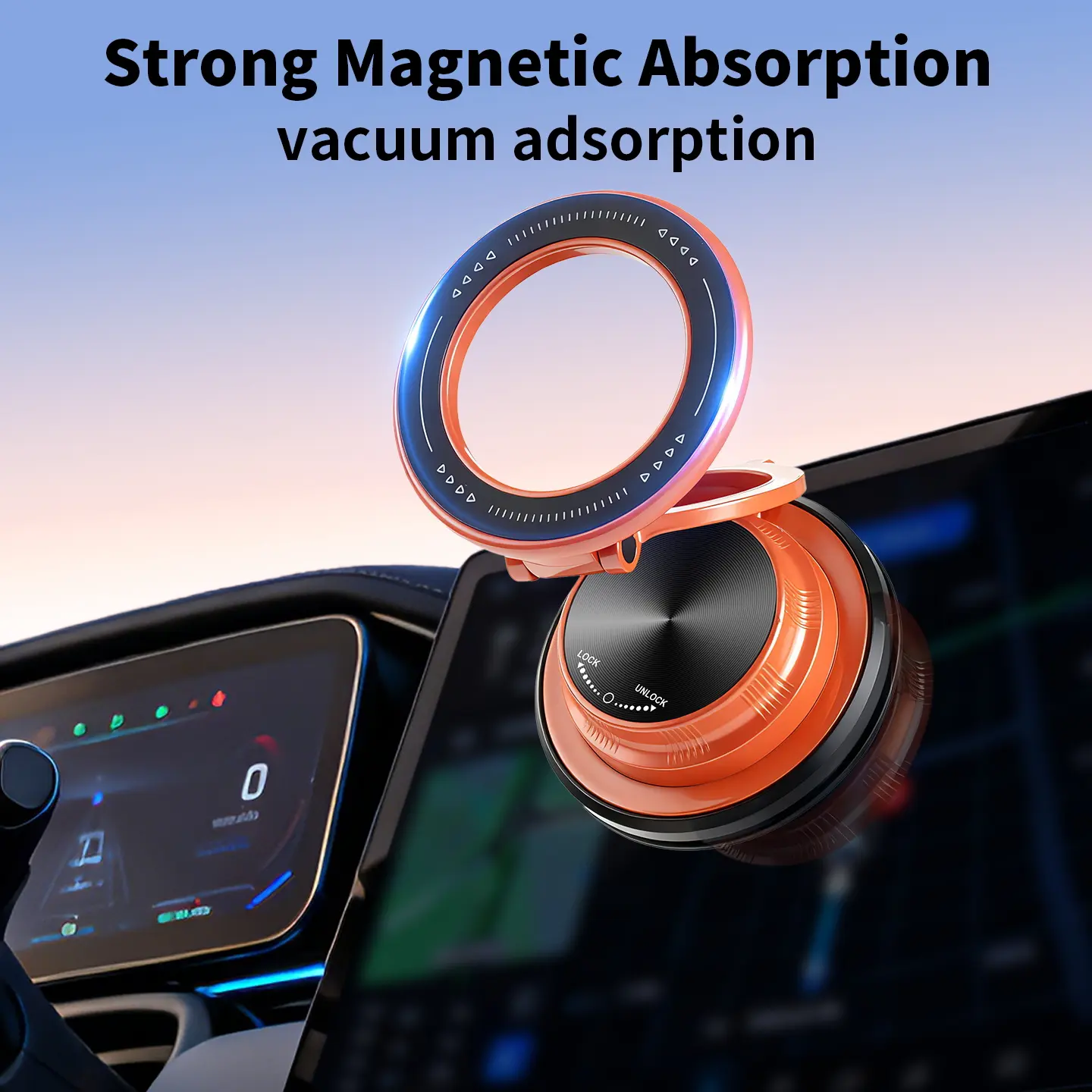 Magnetic Car Phone Mount - Strong Vacuum Suction Cup, Foldable Adjustable Hands-Free MagSafe Stand, 360 Rotatable Holder for All Smartphones (Use in Car, Kitchen, Workout), Phone Mount For Car, Magnetic Phone Holders,back to school,back to school haul
