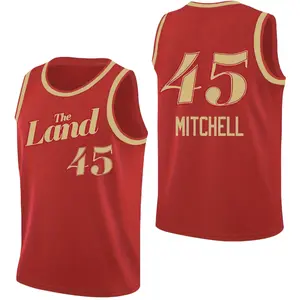 Men'S Outdoor Basketball Jersey, # 45 Red with Embroidered Design, Sweat Wicking And Breathable, Fashionable Street Style, Suitable for Outdoor Sports And Competition Training