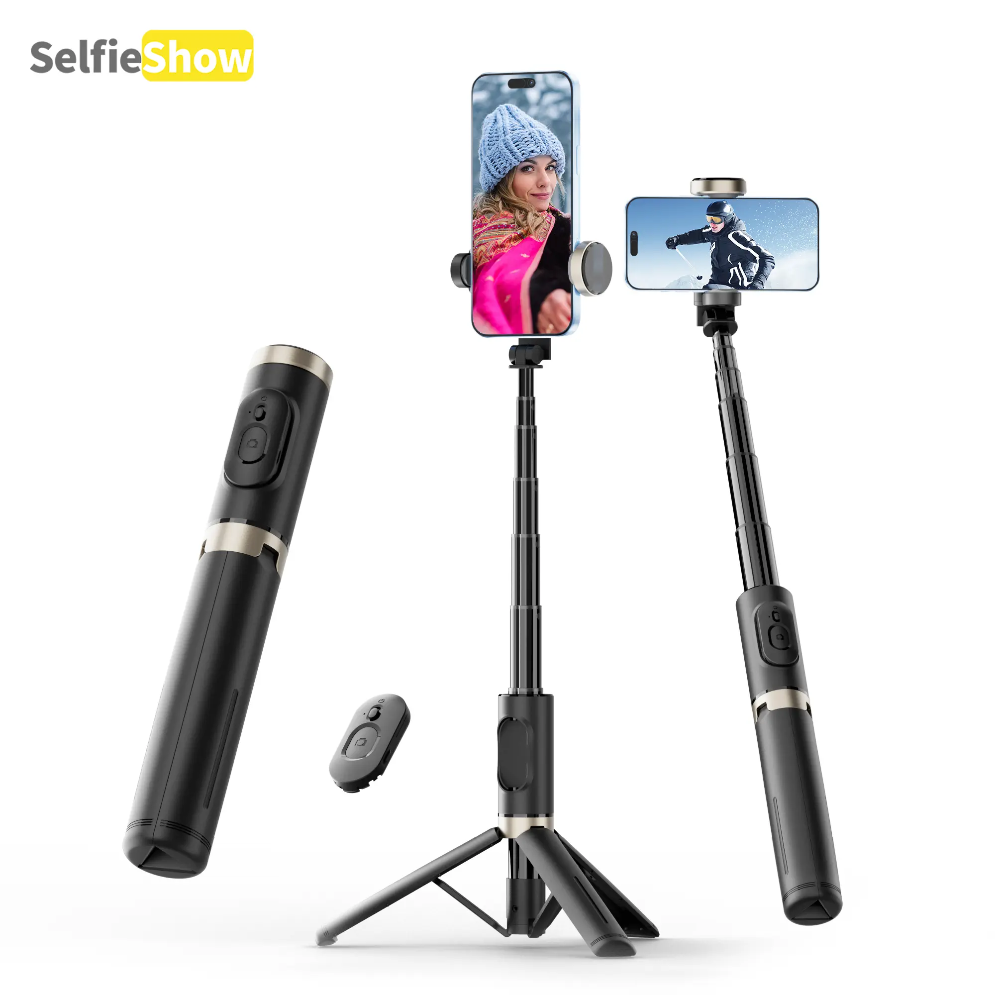 29-in Compact All-in-1 Selfie Stick Tripod, Portable Mobile Cellphone Accessory with Hidden Design, Bluetooth Controller, Stable Aluminum Stand, Manufacturer Warranty for Travel, Vlogging, 29 Inch