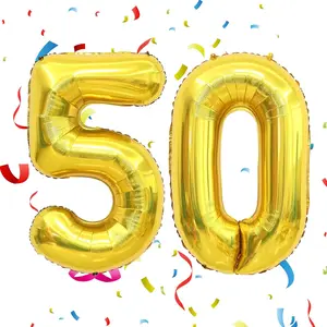50 Balloon Number 40 Inch Gold Giant Number Balloons 50th Anniversary Balloons 50th Birthday Balloons 50th Birthday Decorations for Her 50th Anniversary Balloons 50 Years Old Number Balloon Decoration