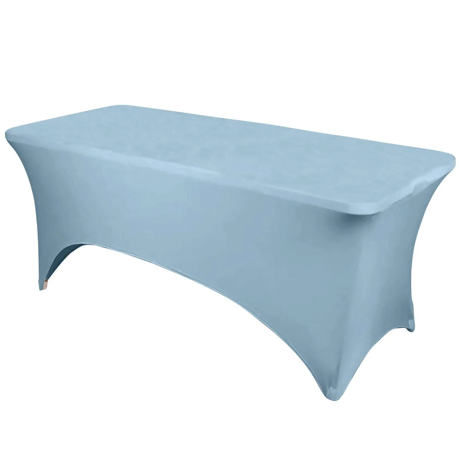 Stretch Spandex 6ft Rectangle Dust Cover Tablecloth, Dusty Blue Stretchfit Drape - Durable Form-Fitting Cover for Wedding, Craft Fair Displays, Restaurants