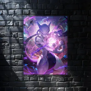 Mewtwo Pokemon Anime Wall Art Poster, Modern Wall Art, Anime Gifts, Wall Decor