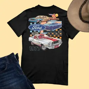 Mustang T-shirt Mustang II Super Coupe Shirt, Sports Cars, 1977 Mustang, Racing, American Made Muscle