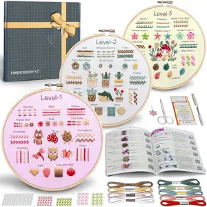Beginner Embroidery Kit for Adults , Learn to Embroider 37 Stitches and 13 Cute Patterns, Stitches Kit, Bead Embroidery Kit, Beginner Embroidery Practice