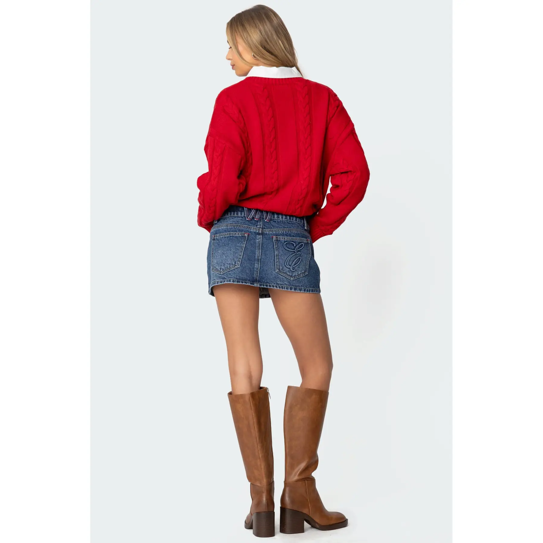Embroidered Pocket Denim Mini Skirt