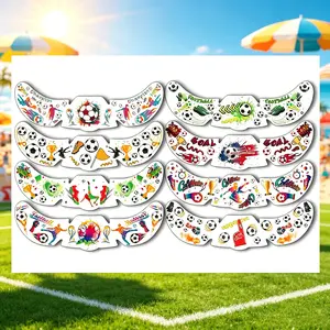 2026 Summer Waterproof Soccer Temporary Face Tattoos | Game Day Fan Party Stickers 8 Sheets