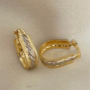 18k Gold Plated Oval Hoop Earrings