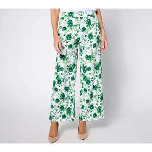 Isaac Mizrahi Live! Regular Printed Pebble Knit Statement Pants