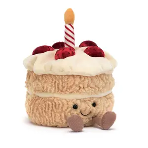 Jellycat Amuseables Birthday Cake Plush Toy with Gift Bag – Soft Cute Smiling Cake Stuffed Animal, Sweet Party Gift for Kids, Baby Shower, Birthday Decor & Plush Collectors, US Stock