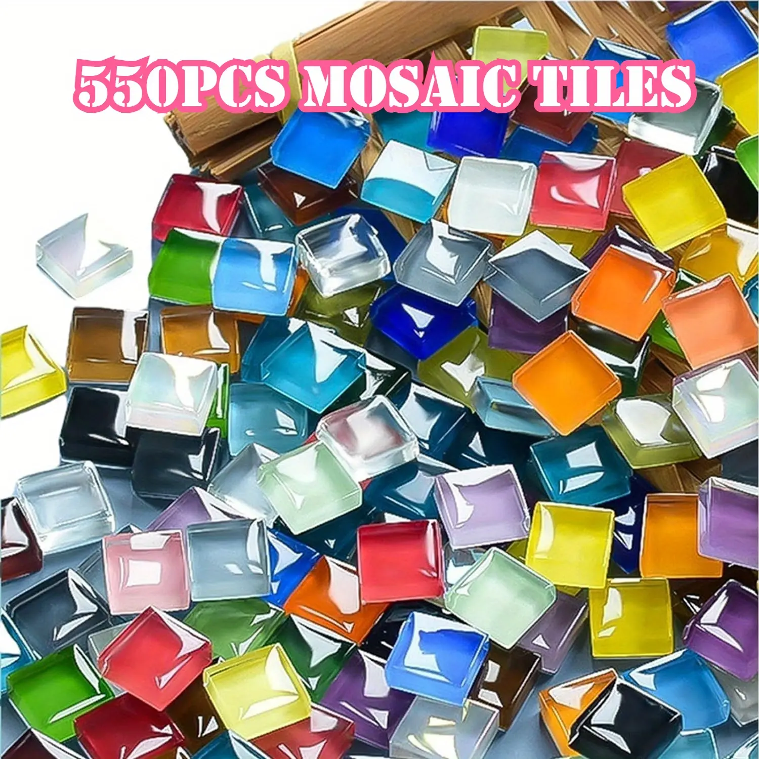 550pcs Bulk Stained Glass Mosaic Tiles, DIY Mosaic Tiles for Crafts, Colorful Glass Mosaic Kits for Adults, Handmade Art Craft Projects for Home Decoration