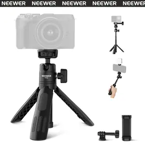 NEEWER BASICS TP43  Mini Desktop Selfie Stick Tripod Compatible with iPhone GoPro Insta360 DJI with 360° Ball Head Elevated Central Axis, Metal Portable Small Desk Camera Webcam Cell Phone Vlog Stand