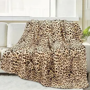 1pc Leopard Blanket Cheetah Double Print Blanket Fuzzy Plush Fleece Tows And Blankets With Leopard Print For Sofa Couch Bed