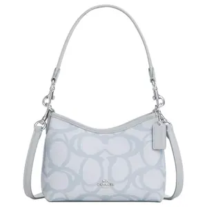 COACH Laurel 19 Small Shoulder Bag with Coated Canvas and Dual Strap Design in Ice Blue for Women