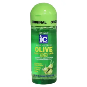 Fantasia IC Olive Moisturizing Shine Serum 2 oz Traveler Size Alcohol Free Leave-In Hair Treatment for Dry Frizzy Chemically Treated Hair