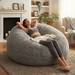 Giant Flannel Cover Lazy Sofa Bean Bag Chair (5FT-6FT), Removable High-Rebound Memory Foam Filling, Indoor Living Room Furniture with Complimentary Shipping