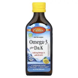 Carlson Wild Norwegian, Omega 3 Plus D & K, Natural Lemon, 6.7 fl oz (200 ml)