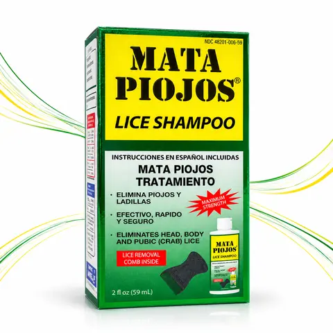 Matapiojos Lice Shampoo for Lice Removal 2oz / 59ml, Comfortable Treatment for All Hair Types, Made in the US Cleanser Conditioner Gentle