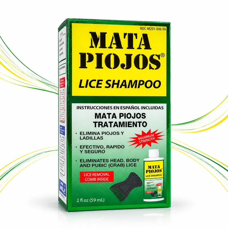 Matapiojos Lice Shampoo for Lice Removal 2oz / 59ml, Comfortable Treatment for All Hair Types, Made in the US Cleanser Conditioner Gentle