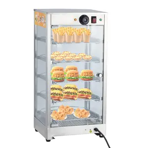 GARVEE Commercial Food Warmer Display Cabinets: 14-inch & 20-inch Options, 800W Power, 3D Heating, Bottom Fan, Temperature Control, Stainless Steel Frame, Ideal for Pastry and Pizza Display in Restaurants.