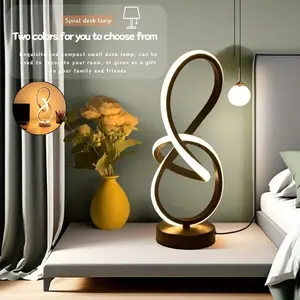 Modern LED Spiral USB Desk Lamp, Wire-Controlled Three-Color Adjustable Night Light, Fashion Design, Bedroom & Living Room Bedside Reading Lamp, Ambient Decoration Lamp