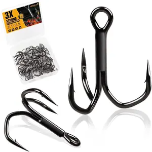 Fishing Treble Hooks 3X  Professional V Triple Fishing Hooks for Saltwater Freshwater 50 count Size #8#6#4#2